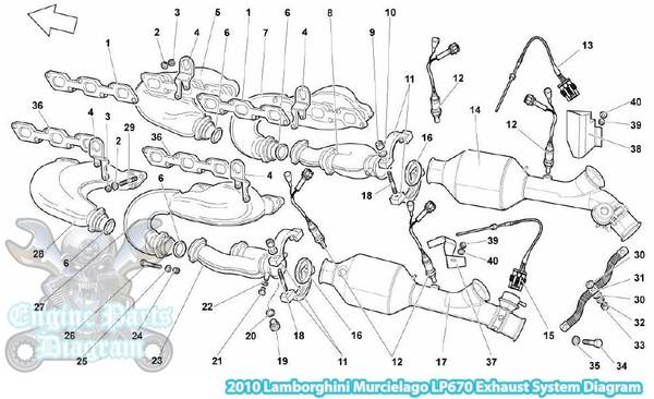 2010 Lamborghini Murcielago Exhaust System Diagram (LP670)
