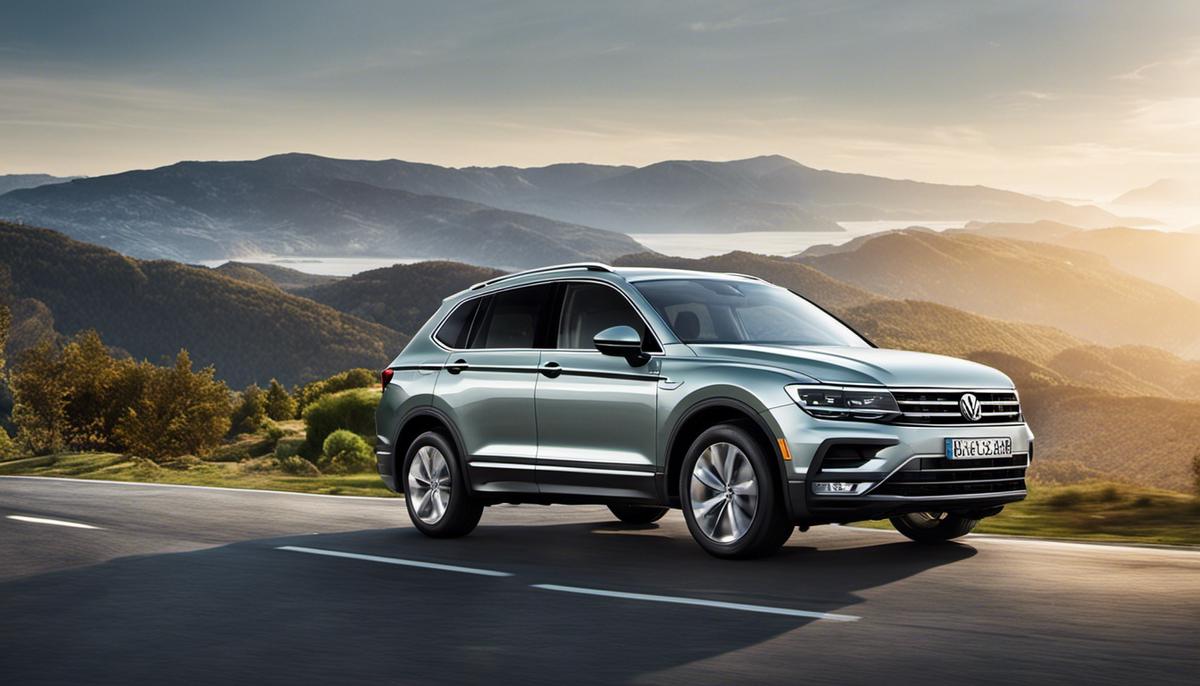 Image describing the technologic components boosting the 2020 VW Tiguan's fuel efficiency, showcasing its power and efficiency.