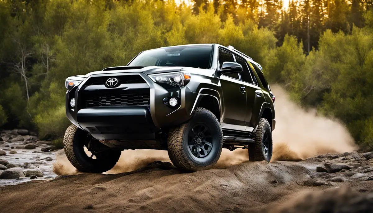 Image of a Toyota 4Runner in an off-road setting, showcasing its capabilities and ruggedness for visually impaired individuals