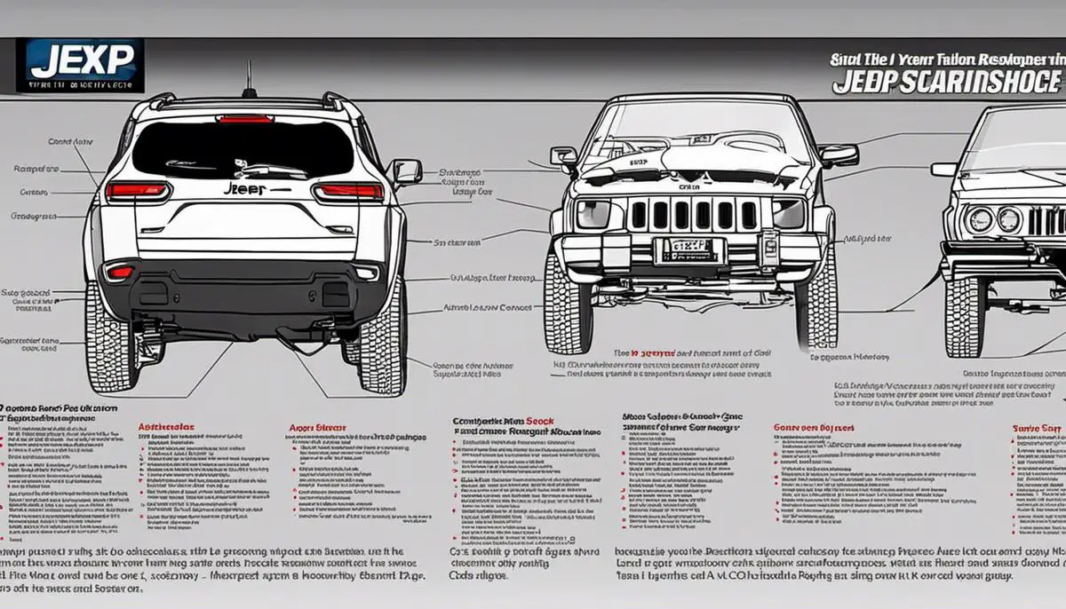 A diagram showing the steps to replace the exhaust system in a Jeep Cherokee