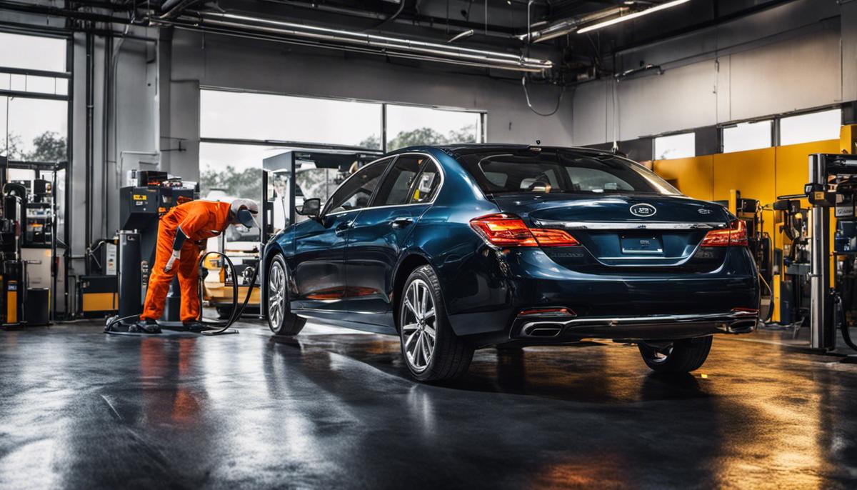 Image of a car oil change, showcasing the process for someone visually impaired.