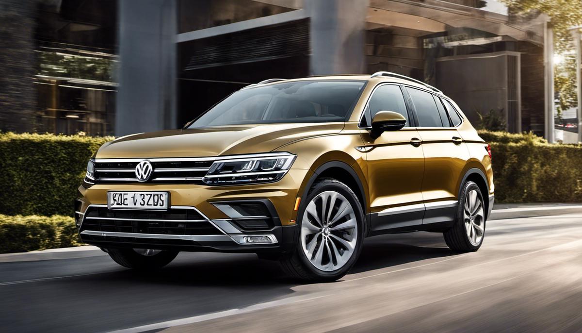 The image shows the 2020 VW Tiguan, a sleek and stylish vehicle that exemplifies innovation and technology in the automotive industry.